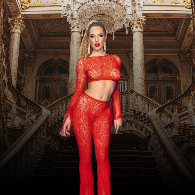 Chilirose Red Seamless Top and Pants Lingerie Set